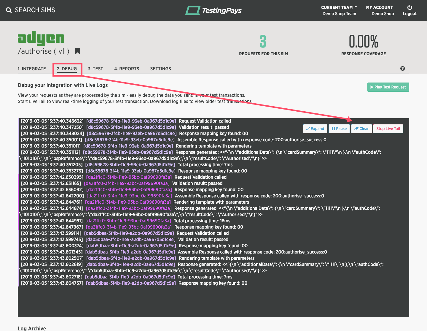 Team Dashboard - test activity