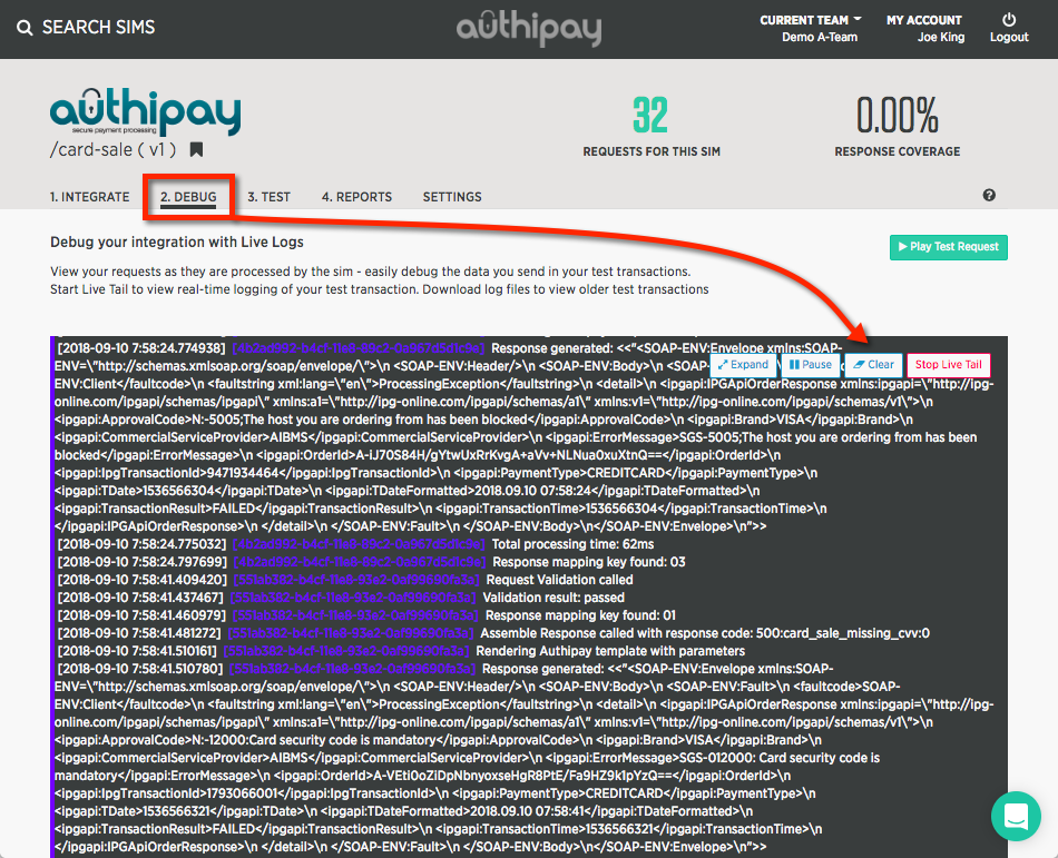 Team Dashboard - test activity