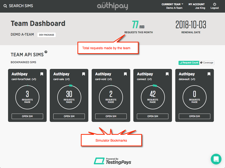 Team Dashboard - test activity